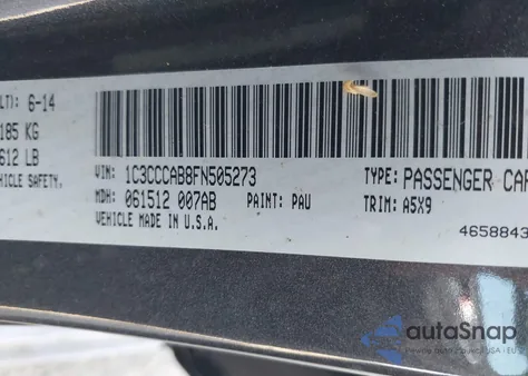 2015 Chrysler 200 Limited из США, поврежденный, VIN 1C3CCCAB8FN505273